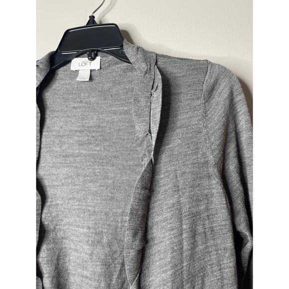 LOFT Grey Wool Blend Cardigan Medium - Picture 2 of 4